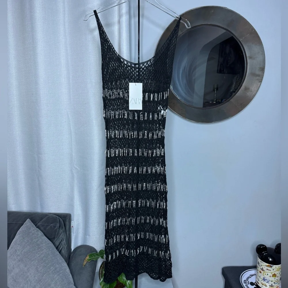 NWT Zara Woman BEADED MESH DRESS Size S Small - Picture 10 of 12